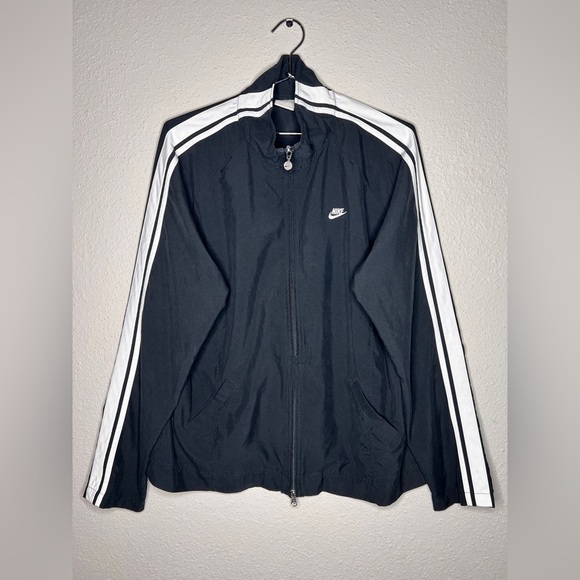 Nike Other - Nike Men's Black Windbreaker with White Stripes